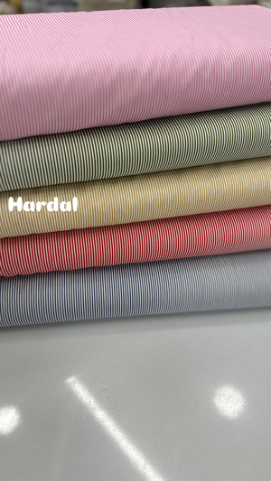 İnce Çizgili Desen Poplin Kumaş Hardal