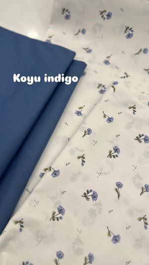 Mini Peony Çiçek Desenli Akfil Kumaş D89150 Mavi