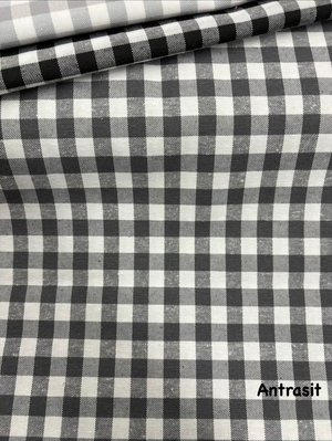 Orta Boy Kareli Etuval Cotton Keten Antrasit