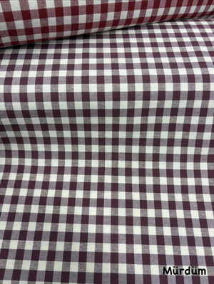 Orta Boy Kareli Etuval Cotton Keten Mürdüm