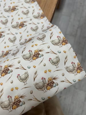 Tavuk Ve Yumurta Desen Duck Bezi Kumaş