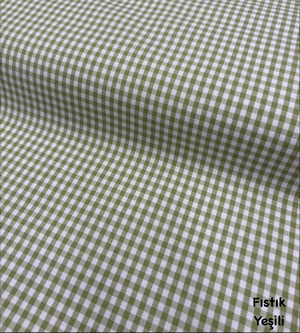 Mini Kareli Etuval Cotton Keten Fıstık Yeşili