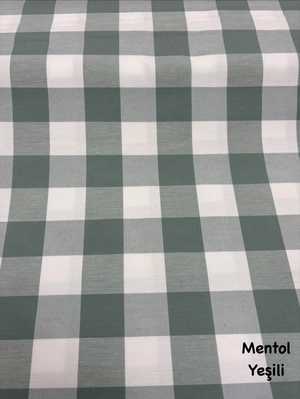 İri Kareli Etu Cotton Keten Mentol Yeşili