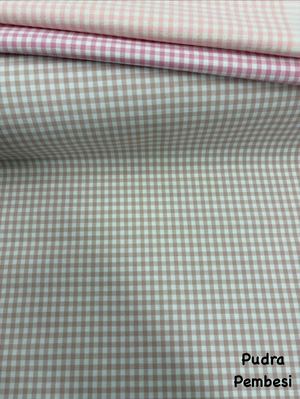 Mini Kareli Etuval Cotton Keten Pudra Pembesi