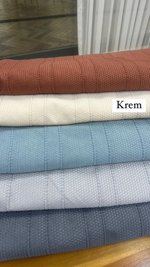 Etuval Melodi Seyrek Çizgili Pike Kumaş Krem