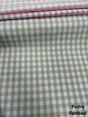 Orta Boy Kareli Etuval Cotton Keten Pudra Pembesi