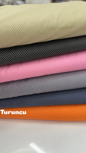 Mini Puanlı Poplin Kumaş Turuncu