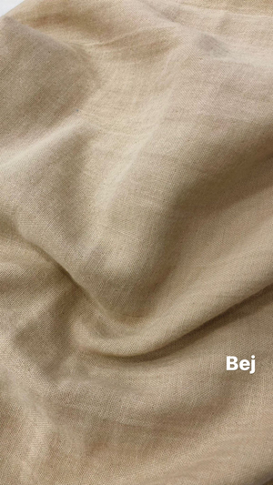 Bej Çift Katlı Düz Renk Müslin