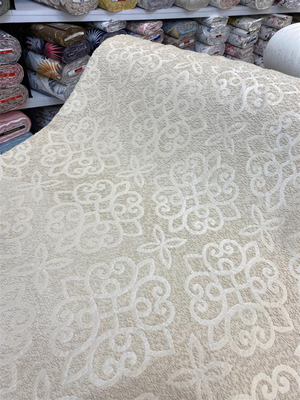 Bej Karma Etnik Desen Kadife Nakış Detaylı Pike (Hera Pike)