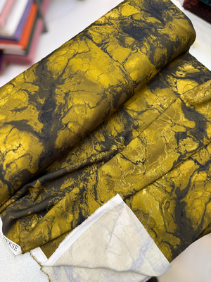 Marble Lüks Çift En Kaşmir Viskon Hardal