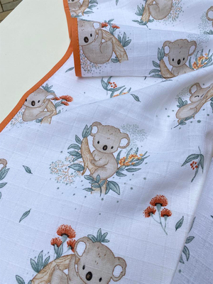 Biye Detaylı Koala Desenli Müslin Hazır Örtü