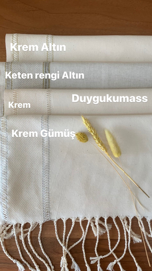 Burgu Püsküllü Etamin Boşluklu Keten Salon Seti