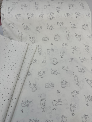 Tavşan Desen Akfil Kumaş D80415 Gri