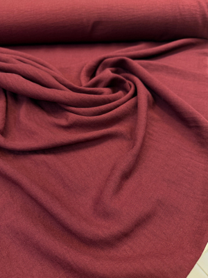 Kırışmaz Keten Kumaş Bordo