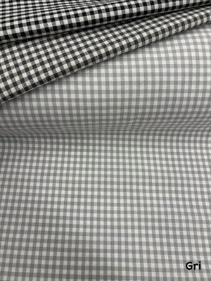 Mini Kareli Etuval Cotton Keten Gri