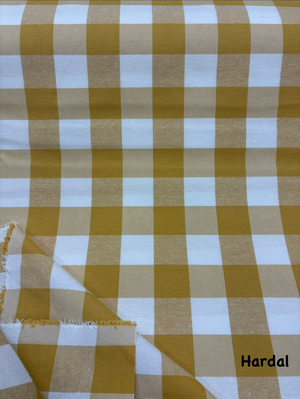 İri Kareli Etu Cotton Keten Hardal
