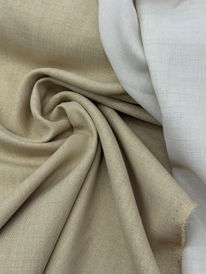 Simli Etuval Linen Kumaş Koyu Bej