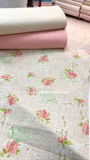 Çiçek ve yelpaze desen günlük pike kumaşı