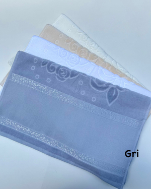 Etamin Boşluklu, Püskülsüz Kadife El Havlusu Gri