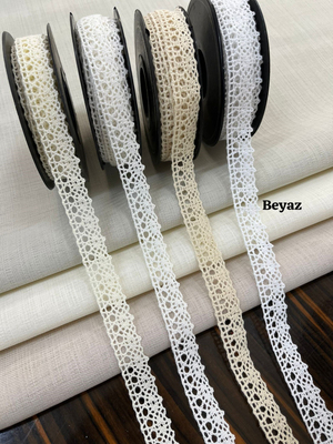 Klasik Desen İnce Pamuk Güpür Beyaz