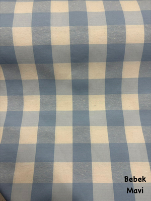 İri Kareli Etu Cotton Keten Bebek Mavi