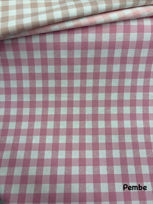 Orta Boy Kareli Etuval Cotton Keten Pembe