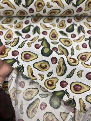 Avocado Desenli Duck Bezi Kumaş