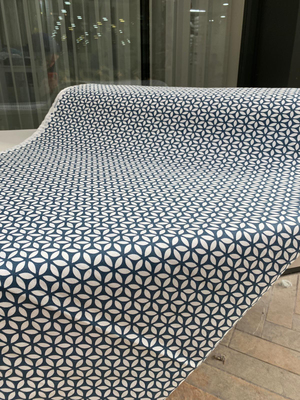 Yıldız Çiçek Desenli Premium Keten D2590 Lacivert