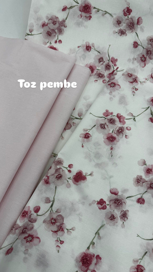 Soft Sakura Desenli Akfil Kumaş D88650 Pembe