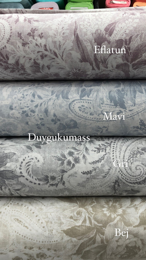 Eskitme Gül ve Şal Desenli Akfil Kumaş