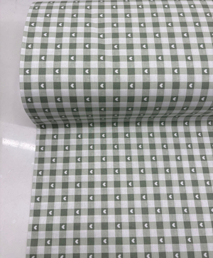 Camelia Kalpli Kareler Desen Poplin Akfil Kumaş Yeşil