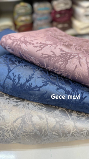 Gece Mavi Gölge Dal Desen Etuval Şönil Pike