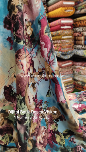 Gül Kurusu Dijital Batik Desen Çift En Viskon