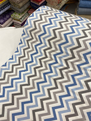 Kahve Ve Mavi Zigzag Desenli Pazen Kumaş