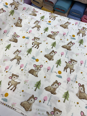 Kahverengi Bambi Desenli Müslin Bezi D86