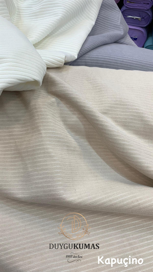 Kapuçino Çizgili Etuval Şönil Pike Kumaş 