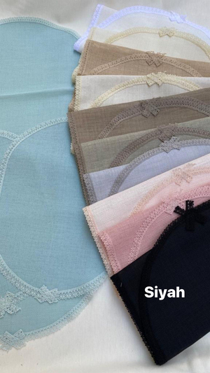 Kenarları Güpür Detaylı Üç Parça Oval Set