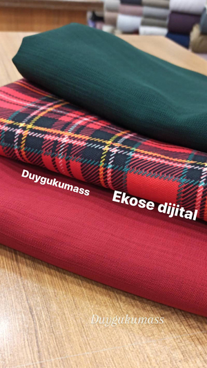Kırmızı Ekose Dijital Desen