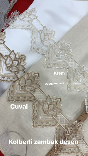 Kolberli Zambak Desen Fransız Güpürü (Metre ile)