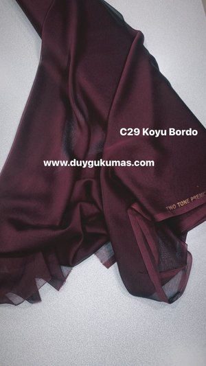 Koyu Bordo C29 Janjan Şifon