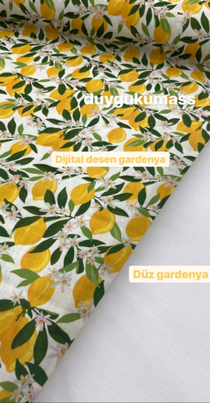 Limon Ağacı Desen Gardenya Kumaş