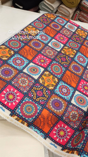 Patchwork Geometrik Şekiller  Dijital Desen Gardenya  Kumaş