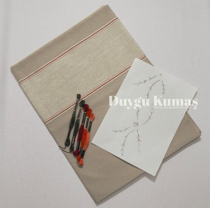 Pembe Bordo İthal Şerit Detaylı Duck Keteni Runner Set