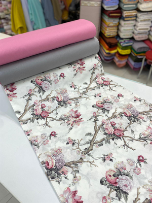 Pembe Detaylı Daldaki Buketler Desenli Akfil D122