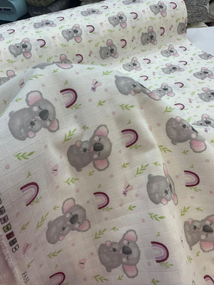 Pembe Koala Desenli Müslin Bezi D124