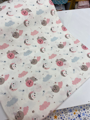 Pembe Neşeli Gökyüzü Desenli Pazen Kumaş