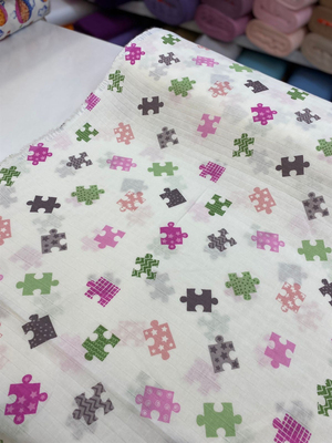 Pembe Puzzle Desenli Müslin Bezi D84