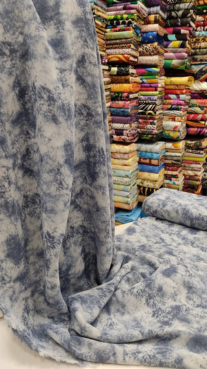 Petrol Batik Desenli Krep Şifon Dk 209