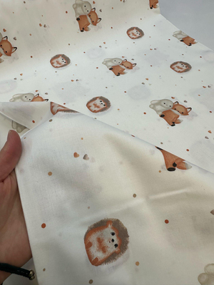 Tarçın Tilki Tavşan Ve Kirpi Desenli Akfil Kumaş D122