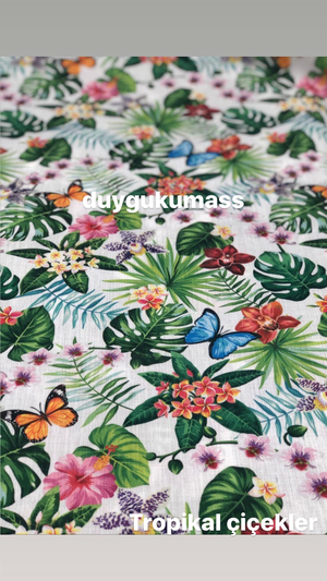 Tropikal Çiçekler Gardenya Kumaş